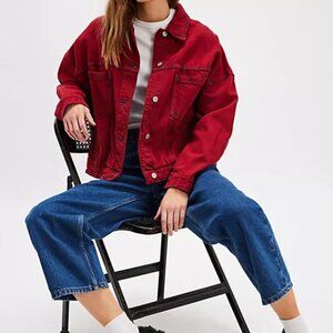We The Free Opal Swing Denim Jacket - Color Crimson Sunset